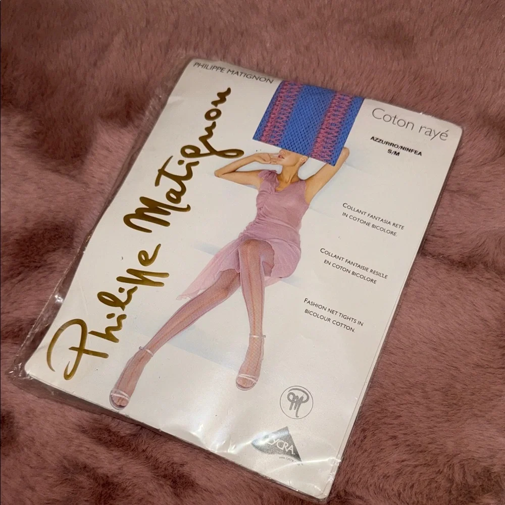 Philippe Matignon Fashion Net Tights In Bicolor Cotton
